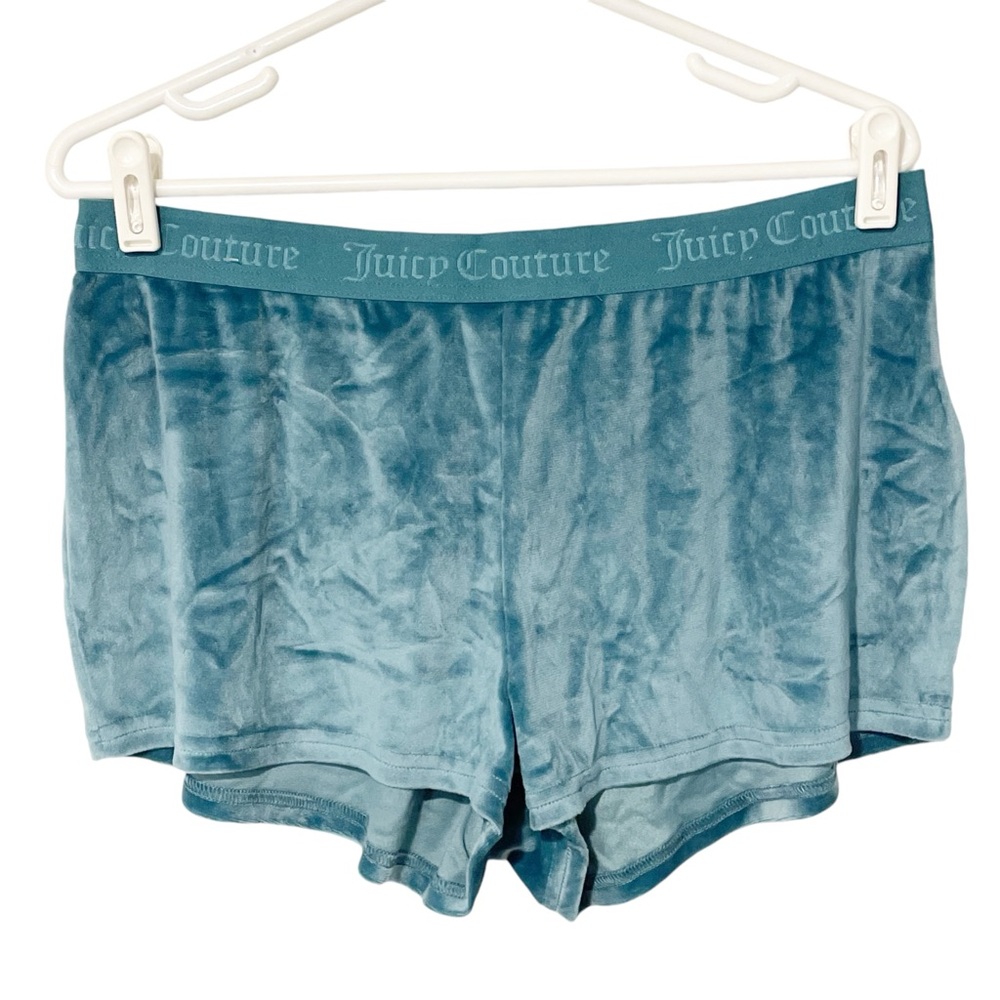 Juicy couture Large Blue Rhinestone‎ Velour Tracksuit Track Shorts Turquoise NEW
